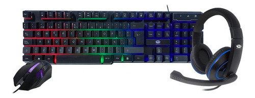 Kit Teclado Mouse Auricular Gamer Pc Combo Led Gaming Juego