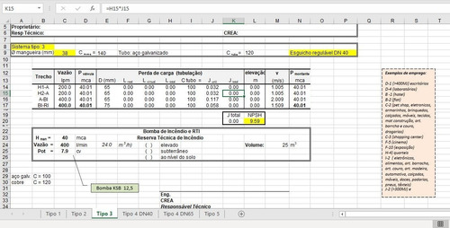 Planilha De Dimensionamento De Hidrantes - Envio Por E-mail