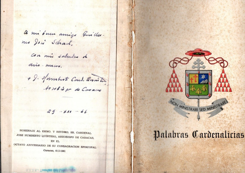  Cardenal Quintero Caracas 1961 Firmado Palabras