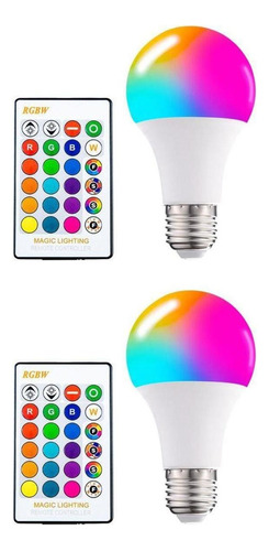 2x Rgb Led Bombilla De Luz Que Cambia De Color Control