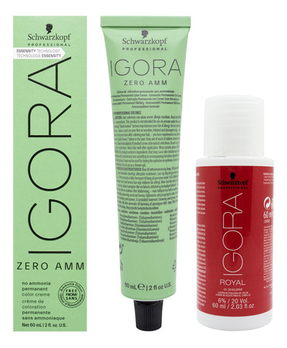 Schwarzkopf Igora Zero Tintura Sin Amoníaco Pelo + Oxidante 