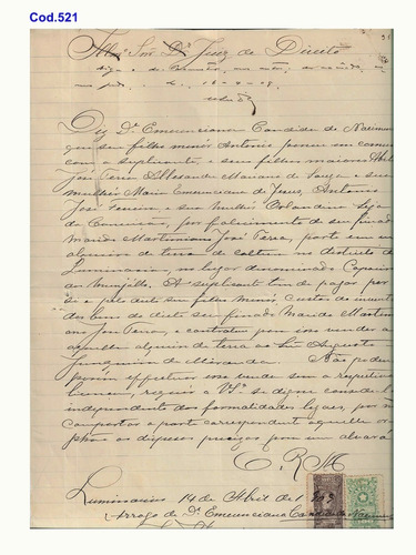 Documento Raro Inventário De 1909 - Cod.521