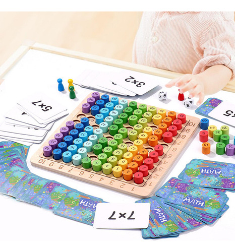 Juguete De Juego De Mesa De Multiplicación De Madera 3 En