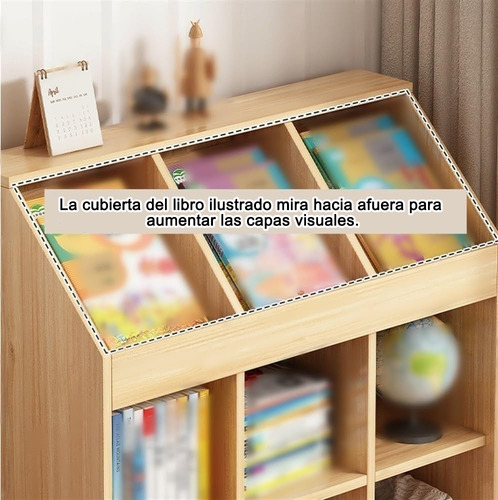 Sujetalibro Librero Estantería Organizador Infantil 3niveles Color Marrón claro