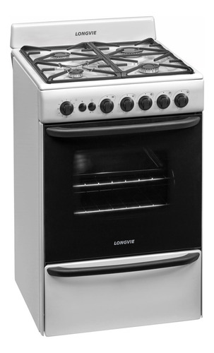 Cocina Longvie Standard 13601BF multigas 4 hornallas blanca puerta con visor