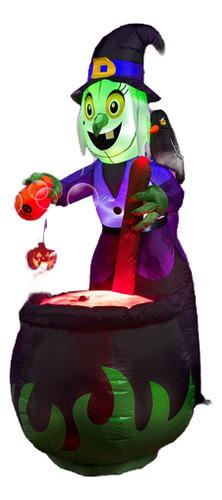 Bruja Inflable Caldero Magico Decoracion Halloween De 1.8m