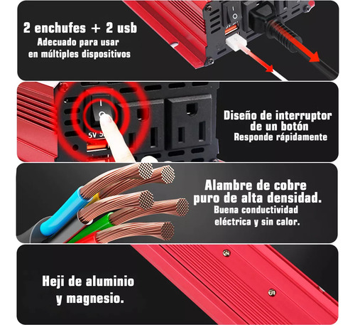Convertidor De Potencia Inversor Para Auto 4000w Dc12v-a110v Adecuado Para Viajes Deportivos Al Aire Libre.