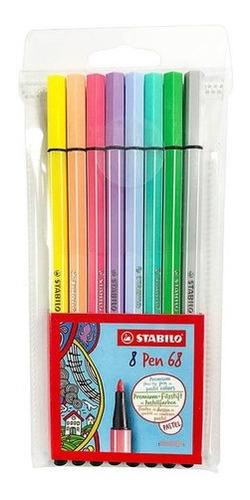 Blister Lapices Pen 68 Pastel 8 Colores Stabilo