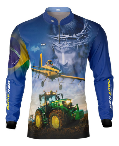 Camisa Agro Trator Brk Jesus Agricultura De Precisão Uv 50+