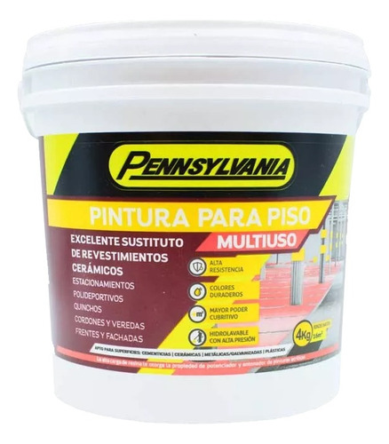 Pintura Para Pisos Color Grafito 4 Kilos Pennsylva