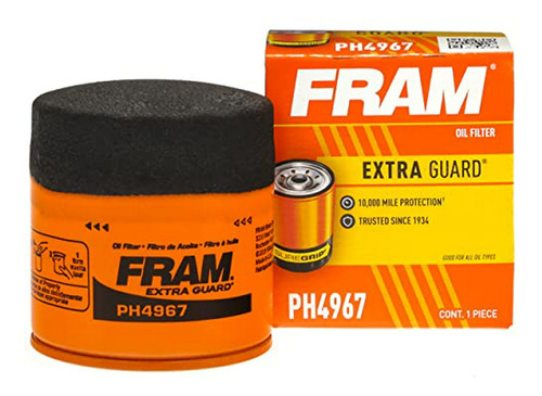 Filtro Aceite Fram Ph4967, 10k Cambio, Negro
