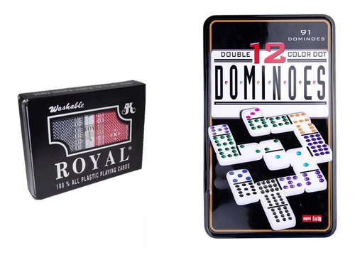 Combo Domino Doble Doce 91 Fichas Poker Royal Juego De Mesa 