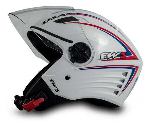 Imagem 5 de 7 de Capacete Com Viseira Cristal Para Moto X Open Eua Branco