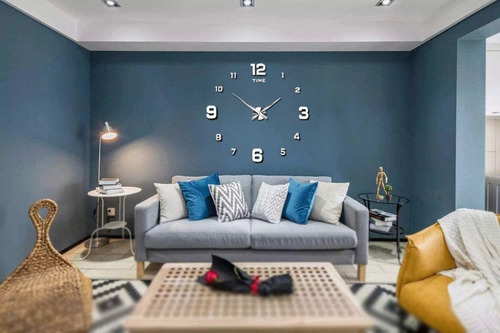 Imagen 3 de 9 de Reloj De Pared Con Diseño 3d Moderno Grande Plata Números