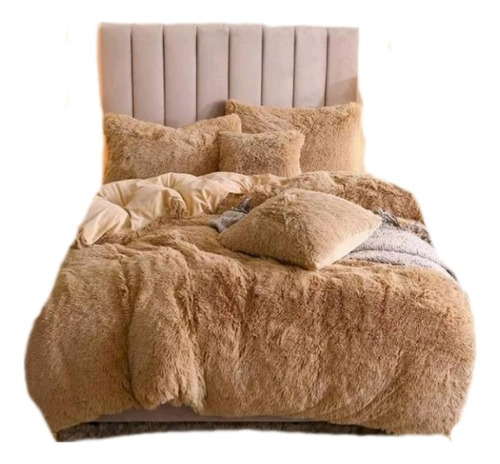 Plumón Edredón Peluche Con Suavetina Cama Doble Camel