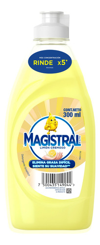 Detergente Magistral Ultra Limón Cremoso sintético limón en botella 300 ml