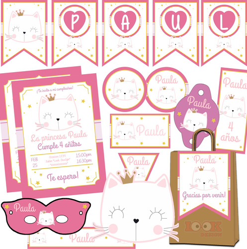 Kit Imprimible Candybar Gatita Princesa Nena 100% Editable