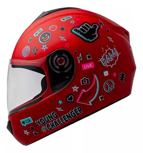 Capacete Moto Infantil Criança Fly Young Live Cor Preto Brilhante Tamanho  Do Capacete 52