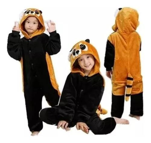 Pijama Disfraz Kigurumi Mapache, Panda Rojo Infantil 