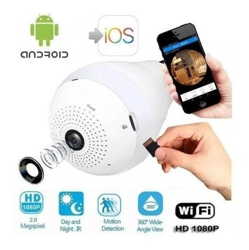 Camara Ip Wifi Foco Lente 360º Led Espia Parlante Sensor