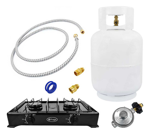 Parrilla Para Gas Fraga P602 + Tanque 9 Kg + Accesorios Color Negro