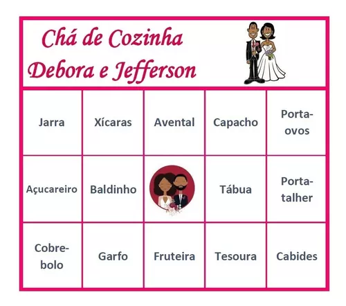 104 Cartelas Bingo Chá Cozinha Casal Personalizado