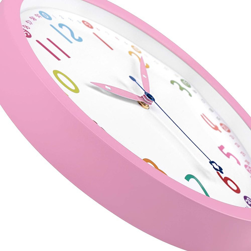 ~? Lumuasky Rosa Niños Reloj De Pared De 12 Pulgadas Silenci