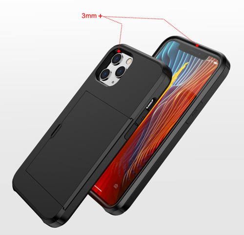 Imagem 3 de 8 de Capa Anti-impacto Porta Cartão Para Apple iPhone 11 - Preta