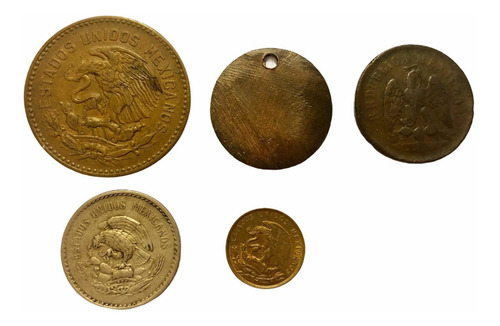 5 Monedas Y 9 Timbres Antiguos De México (Usado)