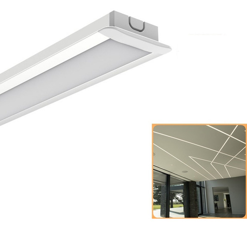 Canaleta Para Led Embutido Slim 2 Metros Branco + Acabamento