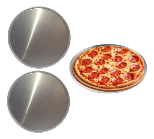 Charolas Pizza 30 Cm Kit 2 Pzas (bandeja) Aluminio Reforzado