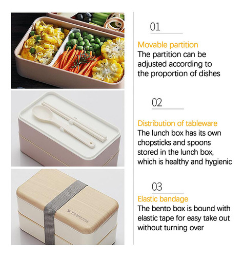 Q Caja De Almuerzo Para Microondas B, De Madera Japonesa,