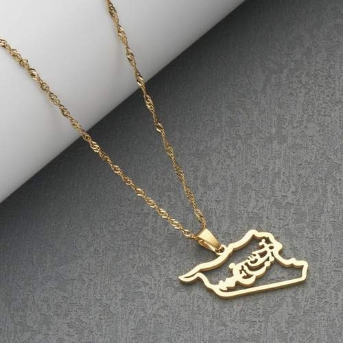 Collar Con Colgante Con Mapa De Siria, Rueda Con Mapa De Sir