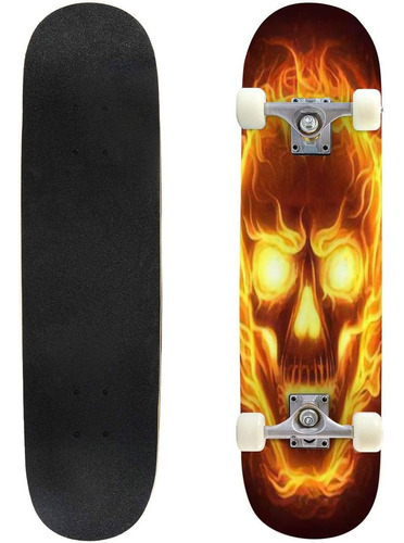 Fire Skull Skateboard 31x8 Patinetas De Doble Deformación Pa