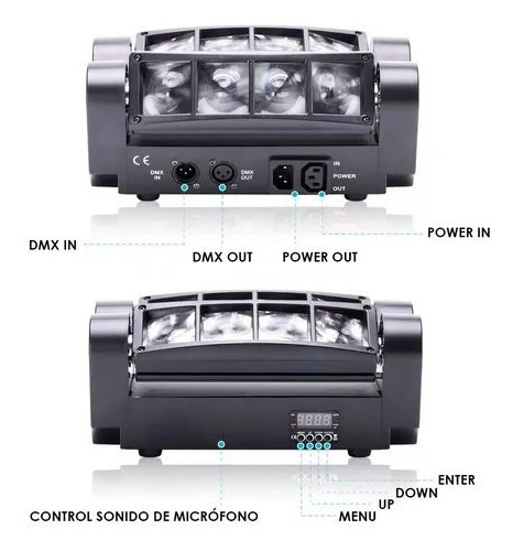 Cabeza Movil Dmx Led Spider Beam Rgbw 8x3w Luz Disco