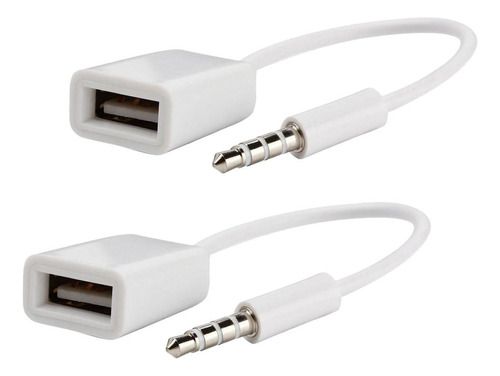 2 Piezas Usb 2.0 A 3.5 Mm Estéreo Aux Adaptador De Enchufe