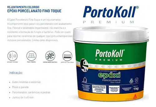 Rejunte Epóxi Porcelanato - Portokoll - 1kg Preto Intenso