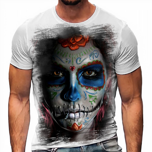 Camiseta Caveira Catrina Floral Arte Make 218 A