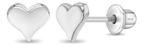 Pendientes De Plata De Ley 925 De 5 Mm Con Corazón Clásico Y