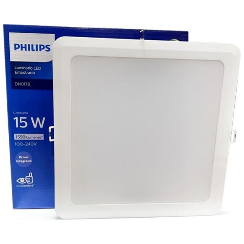 Panel Led Embutido Cuadrado 15w 1550lm 6500k Dn017b Philips