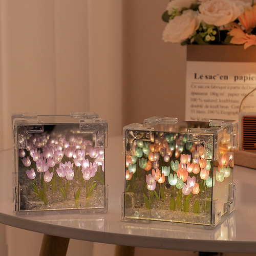 Lámpara Con Forma De Nube De Tulipanes Hecha A Mano, Con Esp