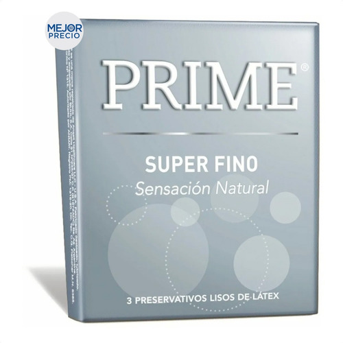 Imagen 1 de 3 de Preservativo Prime Super Fino Sensacion Natural Caja X3u