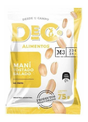 Maní Tostado Salado No Frito Dec Alimentos X 75 Grs.