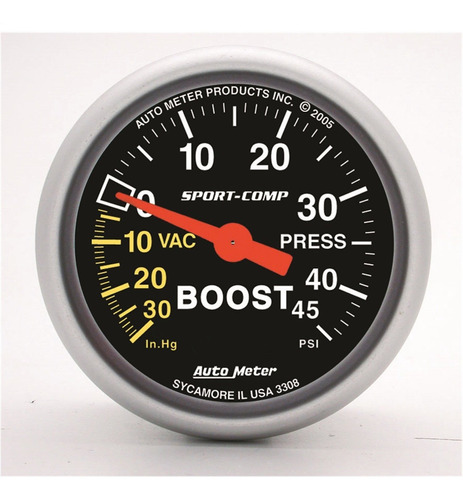 Auto Meter 3308 sport-comp Mecánico Boost/ Gauge