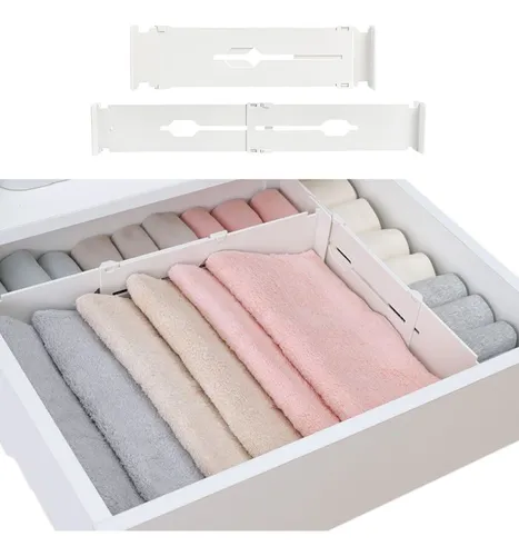 Kit 8 Organizador Divisoria De Gavetas Ajustavel Branco