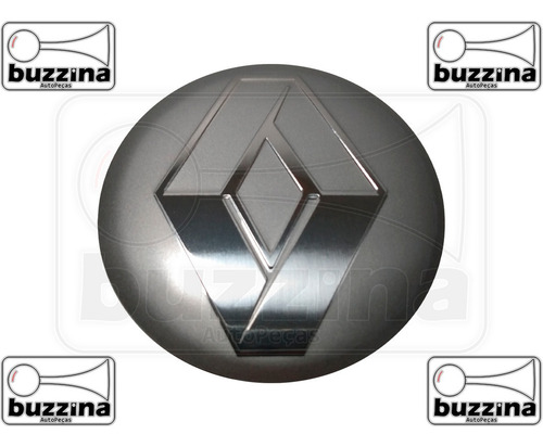 Imagem 2 de 2 de Kit 4 Emblema Renault Cinza 90mm Para Calota Miolo Centro
