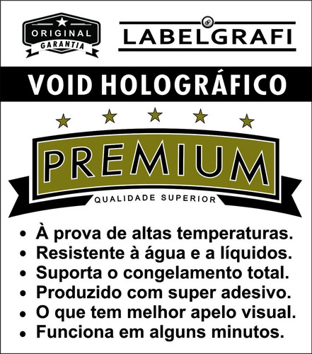 Lacre Void Holográfico Premium Personaliza 20x5mm 2000un Cor