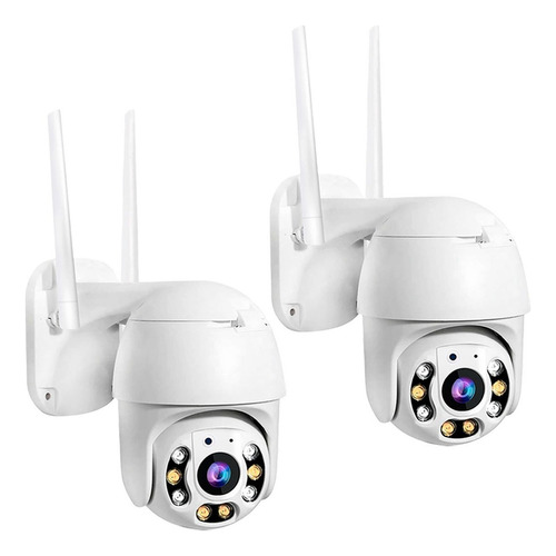 Pack Ahorro 2 Camaras Ip Smart Full Hd Exterior Wifi Sensor Color Blanco