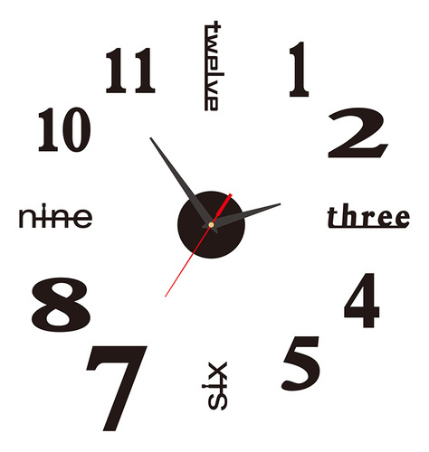 Reloj De Pared Con Número De Espejo 3d, Pegatinas De Alumini