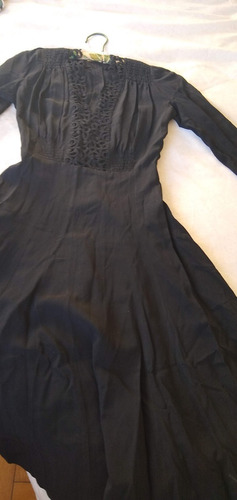 Vestido Negro Antiguo  Años 40 , Talle Xs